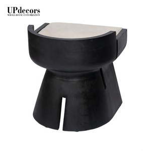 Black Velvet Stool Studded Pouffefast Ship Tufted Cocktail Ottoman Deep Buttoned Upholstered <b>Footrest</b> Manufacturer UP-002 Studde - Product Image 2
