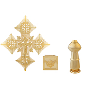 Croix processionnelle orthodoxe éthiopienne HT, grande croix dorée pour les rituels religieux de l'église, cérémonie religieuse, cadeau religieux, décoration de culte