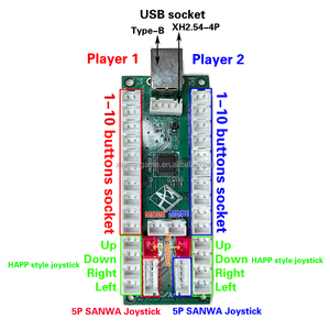 New 2-Player <span class=keywords><strong>joystick</strong></span> điều khiển <span class=keywords><strong>USB</strong></span> Board không chậm trễ mã hóa để <span class=keywords><strong>PC</strong></span> PS/3 Android geme MAME cho sawna Arcade Stick Kit - Product Image 4