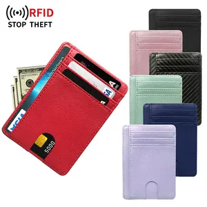 Ví Mỏng Bỏ Túi Trước RFID Ví Đựng Thẻ Tín Dụng Tối Giản Thủ Công Ví Da Nam S Có Ngăn Đựng Thẻ Rfid Kim Loại
