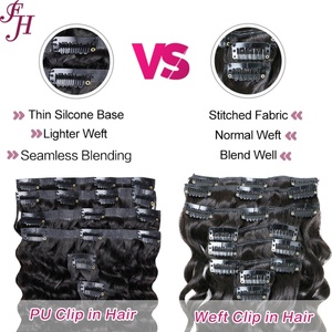 ผมต่อแบบคลิป FH Natural Brazilian Hair 6 ชิ้น 1 ชุด ผมแท้จากบราซิล  จัดเรียงเกล็ดผม  ลอนลึก  ต่อแบบไร้รอยต่อ - Product Image 3
