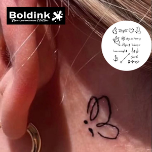 รอยสักชั่วคราว<span class=keywords><strong>ลาย</strong></span><span class=keywords><strong>ผีเสื้อ</strong></span>แบบกึ่งถาวร ยี่ห้อ Boldink Custom Semicolon Butterfly Hope ติดทนนาน 2 สัปดาห์ กันน้ำ ใช้หมึกจากน้ำผลไม้จาเกา - Product Image 3