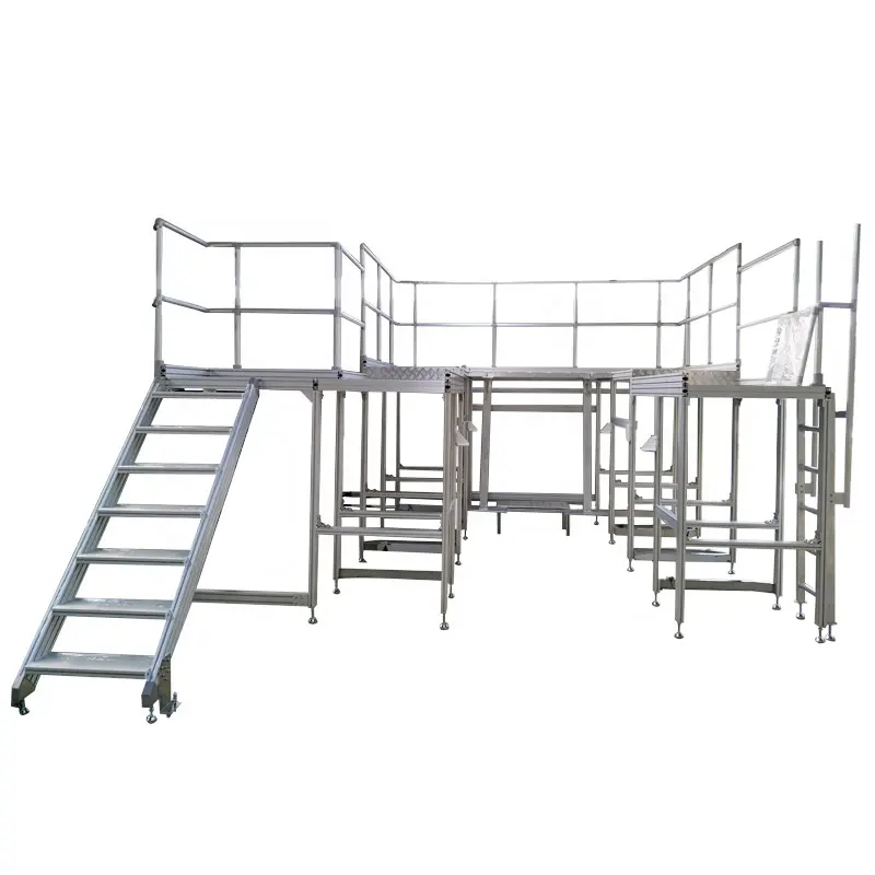 Lang Le industrielle Treppenleiter Aluminiumlegierung mobile Kletterleiter Werkbank Aluminium-Arbeitsplattform Treppen Fuß-Treppenleiter