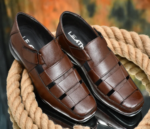 Sandalias de cuero para hombre, calzado informal elegante, diseño ligero y transpirable, suela antideslizante para caminar al aire libre, cómoda - Product Image 4