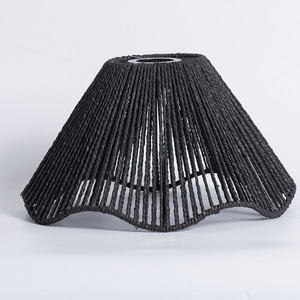 Lámpara de Techo Estilo Sombrero de Paja Retro para Restaurante Chino, Lámpara Colgante LED E27, Redonda, Beige y Negra, Estilo Wabi Sabi - Product Image 2