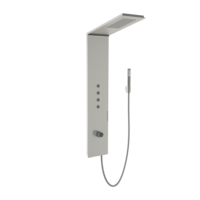 Système de douche gris anthracite HONGDEC avec affichage numérique, corps de vanne, montage mural, colonne de douche en acier inoxydable, panneau de salle de bain