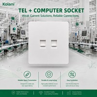 Enchufe de Pared Kolani Estándar del Reino Unido, Mate, Resistente a los Rayos UV, Blanco, con Doble Puerto RJ11 para Teléfono + Cat6 para Computadora, Ignífugo