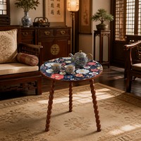 Table d'appoint torsadée en bois massif avec motif mandala spirale, détachable, pour salon européen
