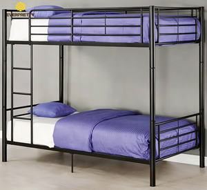 Lit superposé en métal robuste au design moderne, confortable pour les étudiants en dortoir et à usage commercial, avec protections de sécurité pour adultes, pour chambre à coucher, hôtel - Product Image 1