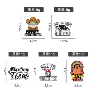 Rizz Em With the Tism Pins en émail, Broches animales (Cowboy, Grenouille, Arc-en-ciel, Capybara), Badges pour sac à dos et revers, Bijoux sur le thème de l'autisme, pour cadeau - Product Image 6