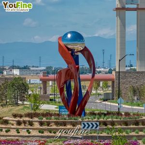 YOUFINE Grande Sculpture Abstraite Moderne en Acier Inoxydable de Luxe pour Décoration Urbaine Extérieure de Circulation Publique - Product Image 3