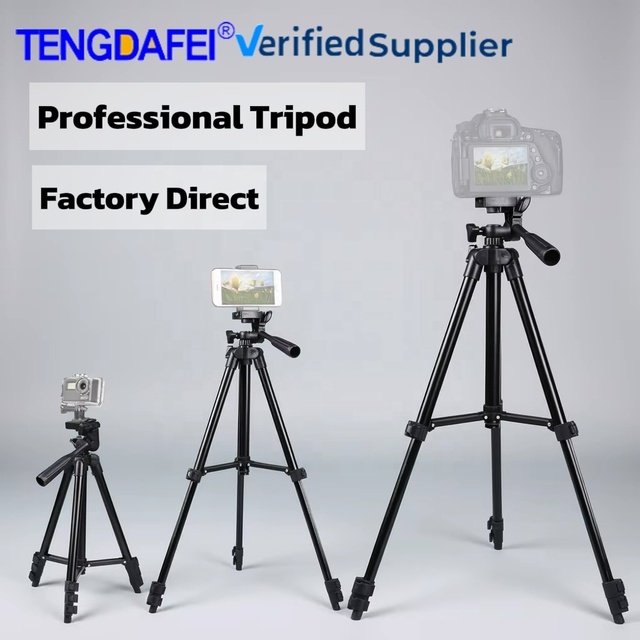 Factory Professional Aluminum Alloy Tripod Stand for Phone Camera Photography Adjustable 2-5kg Load Capacity Knob Lock Quick