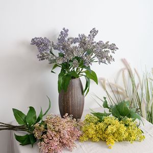 กิ่งดอกไม้ประดิษฐ์ CallaFloral สีม่วง ชมพู เหลือง ทำจากพลาสติก สำหรับตกแต่งภายในบ้าน งานแต่งงาน และตกแต่งบ้าน - Product Image 1