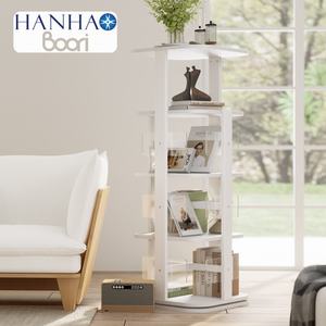 Estantería de pie de 4 niveles altos para pantalla, estantería giratoria ordenada con deflector, estantería giratoria para dormitorio y oficina - Product Image 1