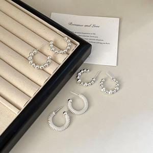 S925 Sterling Silver Hoop <b>Earrings</b> Ball Shape Everyday Wear <b>Fine</b> Jewelry - Product Image 1