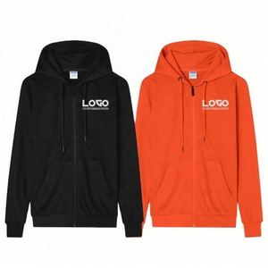 Hoodies pour hommes en coton piqué de haute qualité, livraison rapide d'usine, anti-rides, avec fermeture éclair - Product Image 1