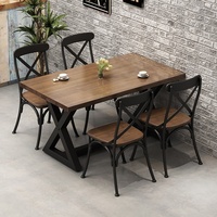 Table à manger rectangulaire en bambou américain, style industriel moderne, combinaison de chaises en fer, 4 places, meubles pour la maison