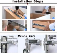 Glissière de tiroir télescopique silencieuse à fermeture amortie de 53 mm en acier Q235, extension complète, robuste, avec absorption des chocs