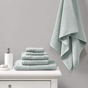 DB 6 Piece Cotton <b>Waffle</b> Jacquard Antimicrobial Bath <b>Towel</b> Set - Product Image 1