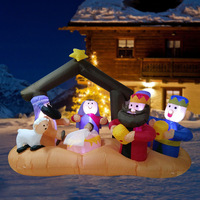 Décoration de crèche gonflable de Noël avec LED intégrées, idéale pour jardin, pelouse et fêtes de Noël