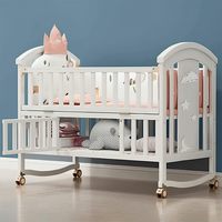 Lit Berceau Bébé Multifonctionnel en Bois de Pin au Design Moderne, Berceaux Mobiles pour Nouveau-Nés et Ensemble Mobilier/Literie de Chambre