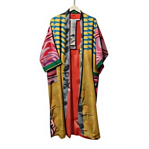 Bata de Invierno Kimono de Seda 100% Hecha a Mano en India, Cuello en V, Cierre con Cordón, Larga, Mangas Largas, Suave, Estilo Vintage, para Playa o Fiesta - Product Image 1