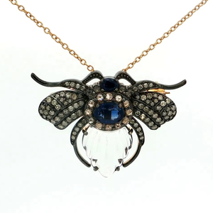 Pendentif-brosse Art Déco ovale en cyanite brillante, qui dégage une élégance intemporelle avec ce magnifique pendentif-brosse Art Déco. - Product Image 1