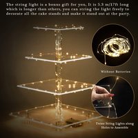 Support et présentoir pour cupcakes, en acrylique, 4 niveaux, présentoir à Dessert, Bar de fête, décoration lumineuse LED, pour mariage et anniversaire