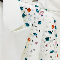 Ensembles de Costume de Bureau de Luxe pour Femme, Vêtements de Mode Féminins Élégants avec Strass