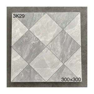 Baldosas antideslizantes para baño y sala de estar, baldosas de mosaico de alta resistencia al desgaste gris brillante 300*300