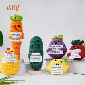 Cheer Gifts Crochet Positive Encouragement Affirmation Cards Pickled Cucumber Knit Crochet Emotional Support Pickle Doll Toy