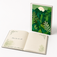 Waldgrünes Papierschnitt-Botanik-Cover Extra Dickes Kartonpapier Sojatinte Beschreibbare Seiten Individuelles Hardcover-Notizbuch Druck