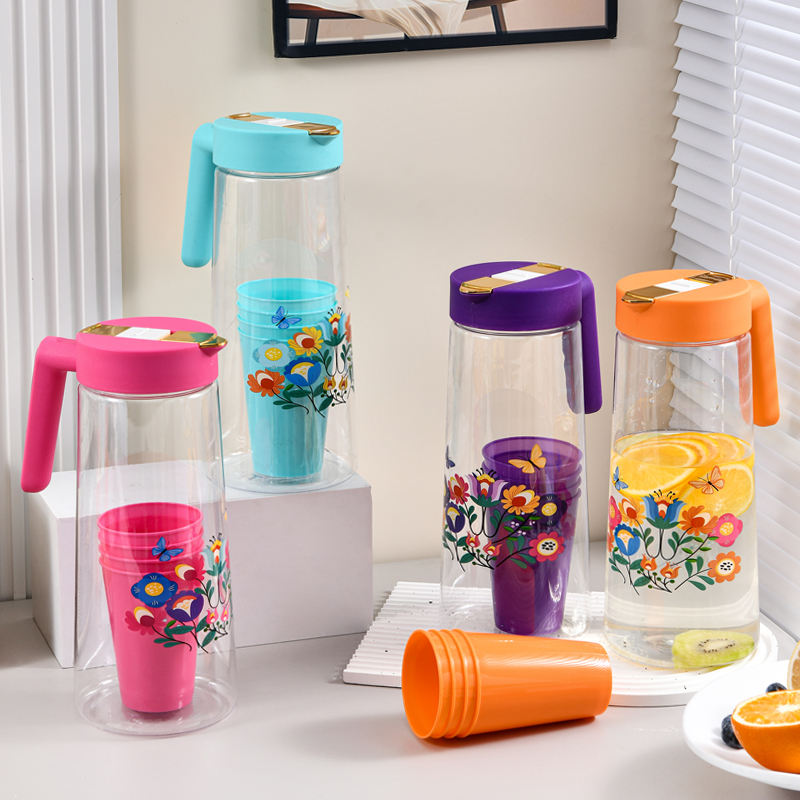 古いウズベキスタン「真鍮製水差」/Water Jug Antique Floral China Water Jug with Metal Lid – Vintage