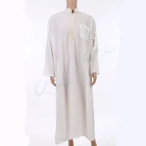 ABBAS marca bordar-Nuevo diseño en blanco de Arabia Saudita árabe thobe hombres thobe MT1026