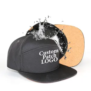 Flat Brim Snap Back Hat with Cork Patch