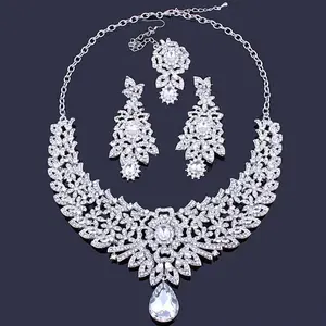 Gorgeous Chunky Bridal Wedding Jewelry Sets Luxury Fancy Indian Style Necklace Earrings Head Sets Party Jewelries