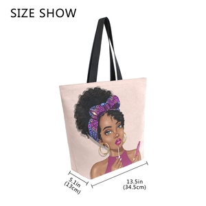 Nuevo Producto, Bolso de Mano Personalizado de Moda, con Estampado de Chicas Artísticas en Negro, Reutilizable, Informal, de Lona, para Compras - Product Image 3