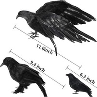 Nouvelle décoration d'Halloween : Modèle d'ornement corbeau à plumes simulées JY-B21021 pour la décoration intérieure et dissuasion des oiseaux, sans logo