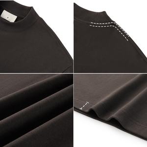 Streetwear OEM noir blanc luxe blanc vente en gros impression graphique coton surdimensionné col haut hommes Heavy Boxy Tshirt Logo personnalisé - Product Image 4