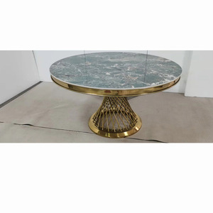 Table à manger ovale de haute qualité, luxueuse, grande, 8 places, <span class=keywords><strong>Greenstar</strong></span> GS2138, pieds en acier inoxydable, plateau en céramique, marbre, résine - Product Image 4