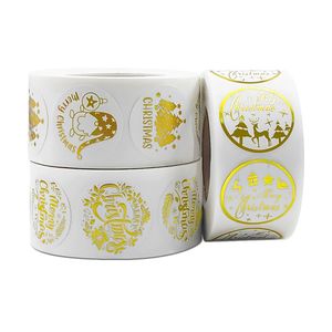 Étiquettes autocollantes personnalisées en feuille d'or estampées à chaud Emballage de cadeaux de Noël Autocollants de remerciement pour les petites entreprises - Product Image 1