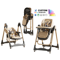 Chaise Haute Bébé Multifonction 3 en 1 Luxe Pliable : Repas, Balancelle et Transat à Bascule