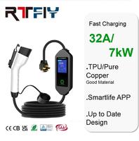 Chargeur EV portable AC 32A 7kW à charge rapide pour véhicules électriques avec prise secteur, utilisation domestique et extérieure, IP55 en cas de forte pluie - Vente Flash