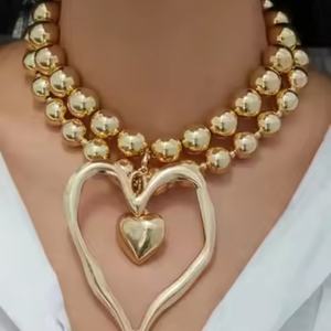 Collar de Moda con Colgante de Corazón Grueso para Mujer, Gargantilla de Cuentas, Joyería Punk Gótica, Accesorios de Moda Urbana - Product Image 3