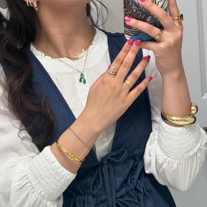 Bague ovale <span class=keywords><strong>en</strong></span> émail couleur tendance Haomi pour femme, bague ouverte simple et élégante <span class=keywords><strong>en</strong></span> or avec motif floral et goutte d'huile végétale - Product Image 2