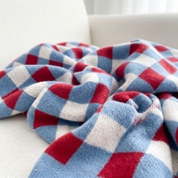 Plaid rétro à carreaux pour canapé, couverture décorative douce et chaude en tricot, couverture de voyage pour sieste, couverture de canapé vintage à carreaux de Noël