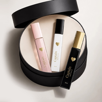 Flacon de parfum de haute qualité, carré rose, 10 ml, en verre, flacon de parfum vide blanc et noir avec emballage en boîte