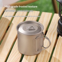 Mug de camping 300 ml avec couvercle et poignée, tasse à café à double paroi pour le backpacking