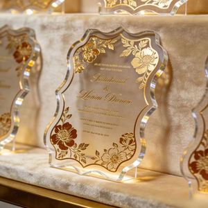 Panel Acrílico Elegante para Boda con Pulido Fino y Recubrimiento Gráfico, Hoja de Invitación para Tarjetas y Papelería de Boda de Lujo - Product Image 1