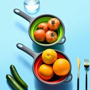 Kitchen Multifunctional Plastic Folding Silicone <b>Colander</b> Handle Water Filter Basket for Home Use Square Sink for Fruit - Product Image 3